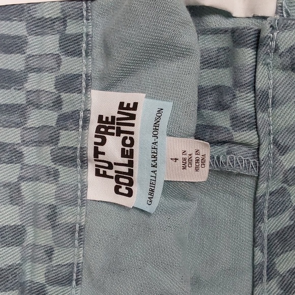 Women's Straight Leg Checkered Denim Pant | Future Collective | 4 - Picture 7 of 10